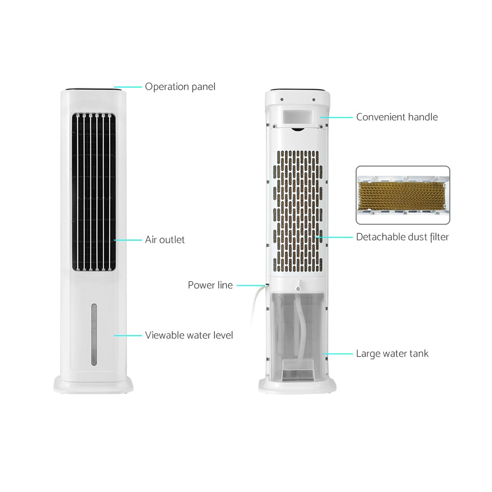 Evaporative Coolers: Devanti Tower Evaporative Air Cooler Conditioner Portable Cool Fan Humidifier 6L