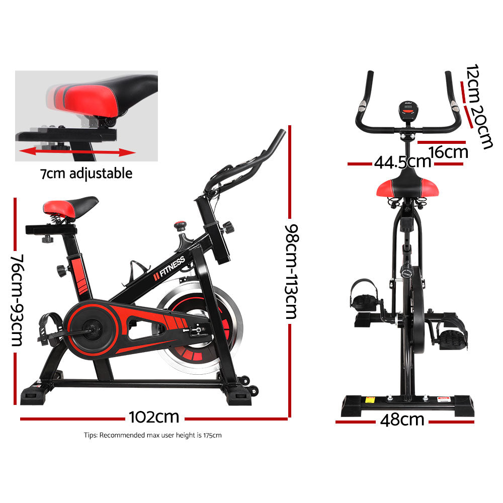 Exercise Bikes: Everfit Spin Bike Exercise Bike Flywheel Cycling Home Gym Fitness 120kg