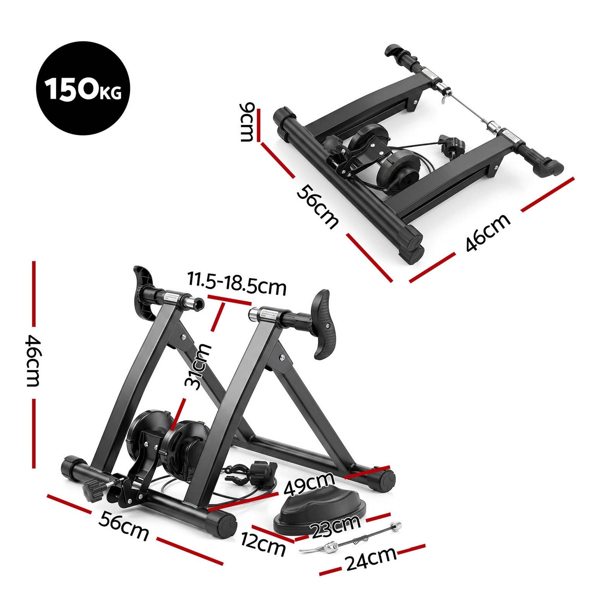 Everfit Bike Trainer Stand Indoor Riding Bicycle 6 Level Cycling Home Gym Black