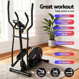 Exercise Bikes: Everfit Exercise Bike Elliptical Cross Trainer Home Gym Fitness Machine LCD
