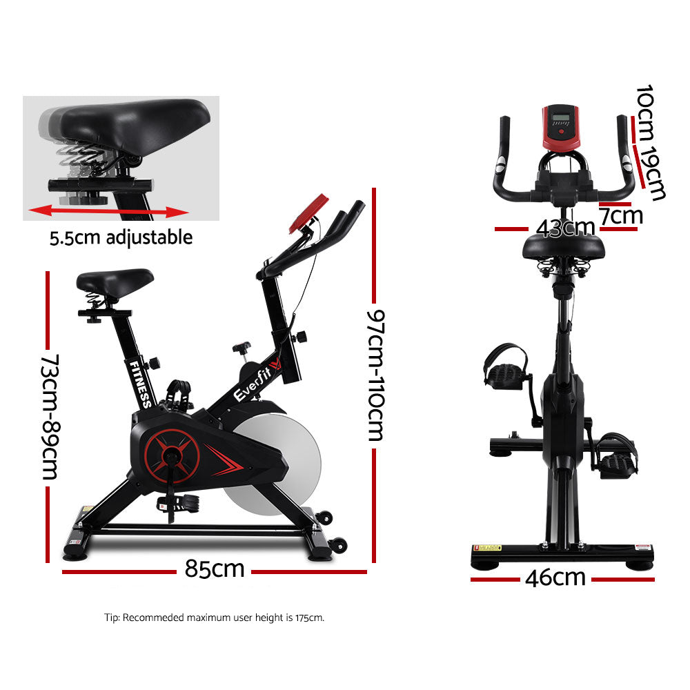 Exercise Bikes: Everfit Spin Bike Exercise Bike Flywheel Cycling Home Gym Fitness Machine