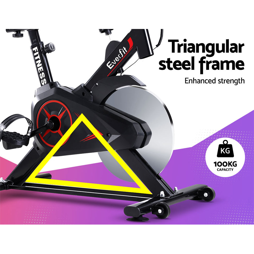 Exercise Bikes: Everfit Spin Bike Exercise Bike Flywheel Cycling Home Gym Fitness Adjustable
