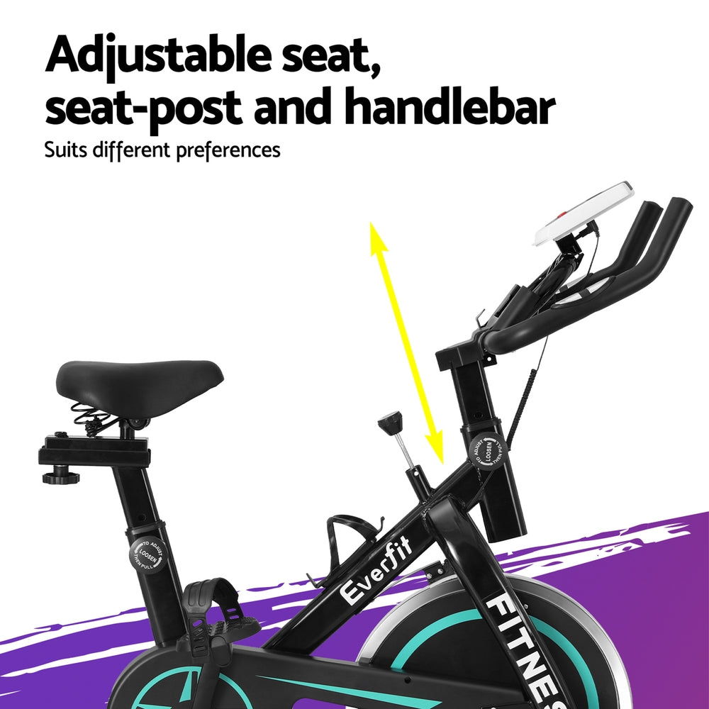 Exercise Bikes: Everfit Spin Bike Exercise Bike 10kg Flywheel Fitness Home Gym 150kg capacity