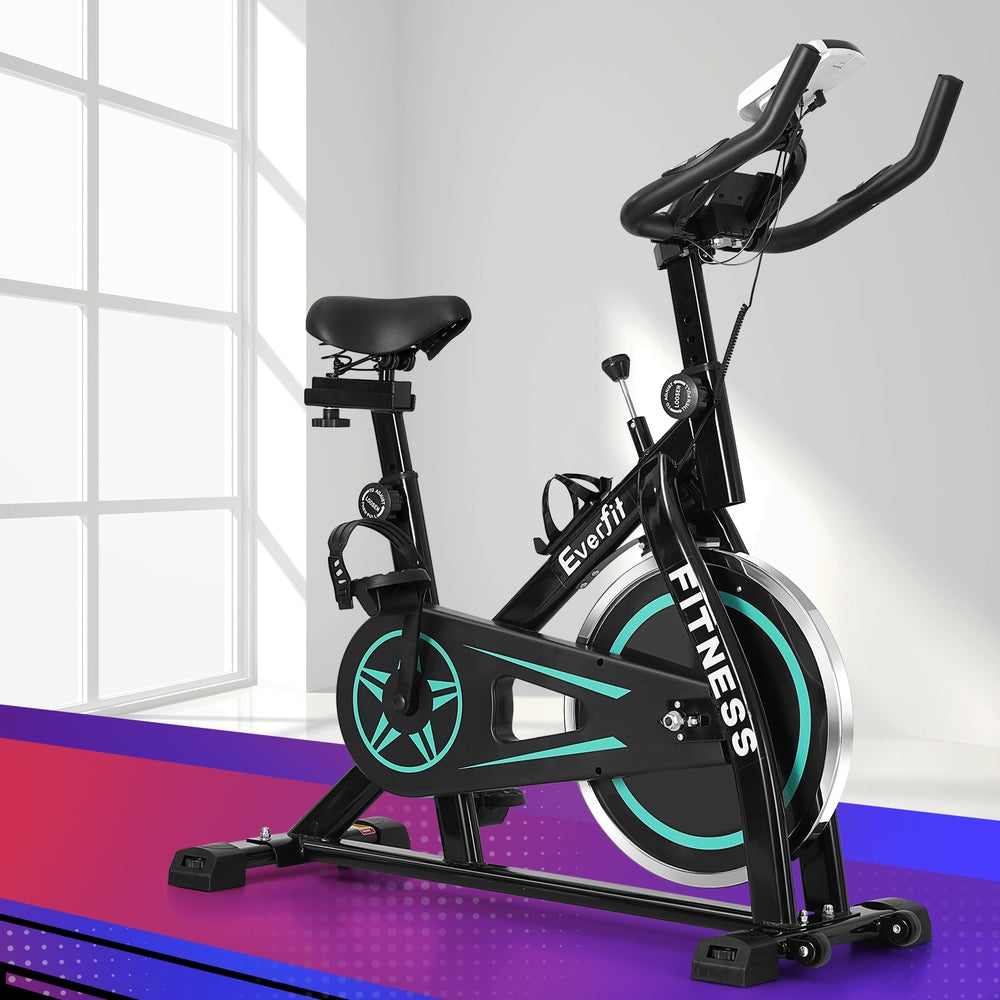 Exercise Bikes: Everfit Spin Bike Exercise Bike 10kg Flywheel Fitness Home Gym 150kg capacity