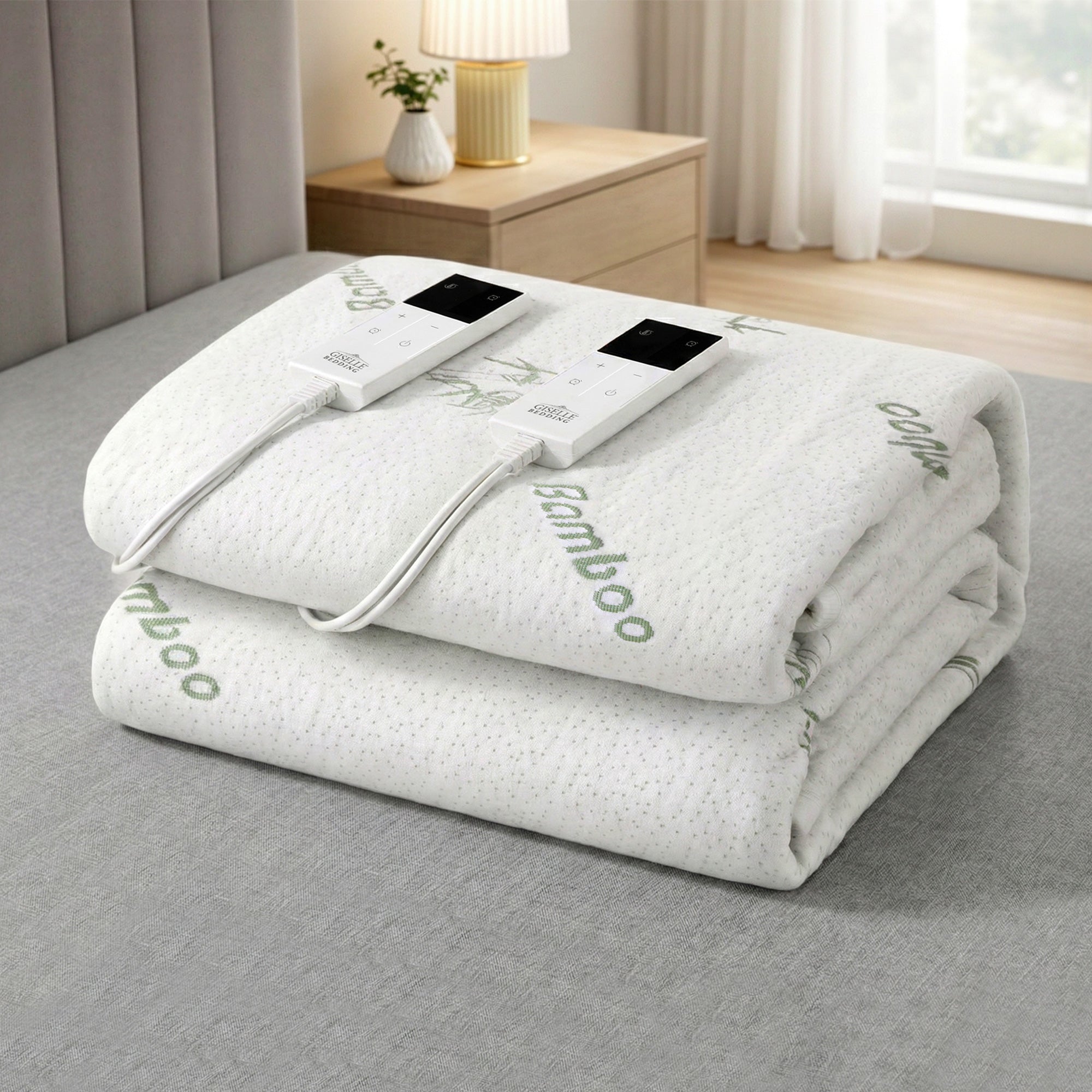 Blankets & Throws: Giselle Electric Blanket Bamboo Fabric King Fitted Heated Pad Underlay Washable Winter