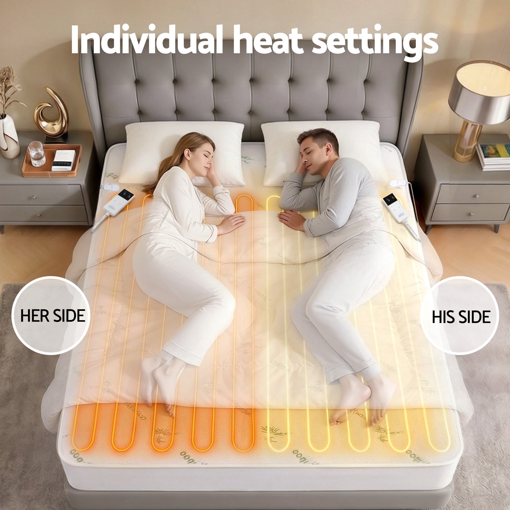 Blankets & Throws: Giselle Electric Blanket Bamboo Fabric King Fitted Heated Pad Underlay Washable Winter