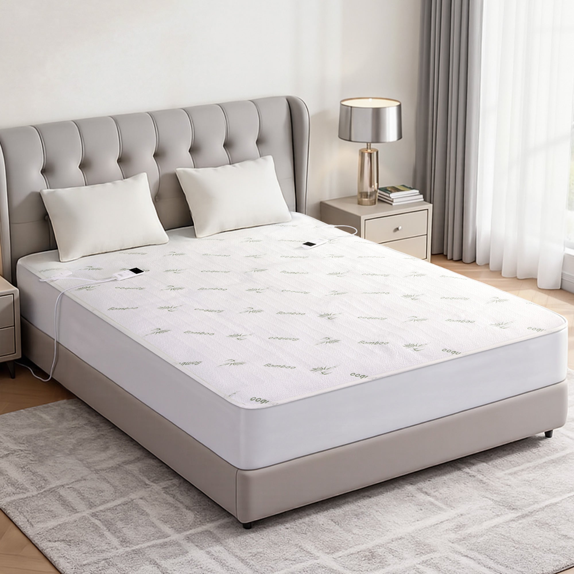 Blankets & Throws: Giselle Electric Blanket Bamboo Fabric Queen Fitted Heated Pad Underlay Washable Winter