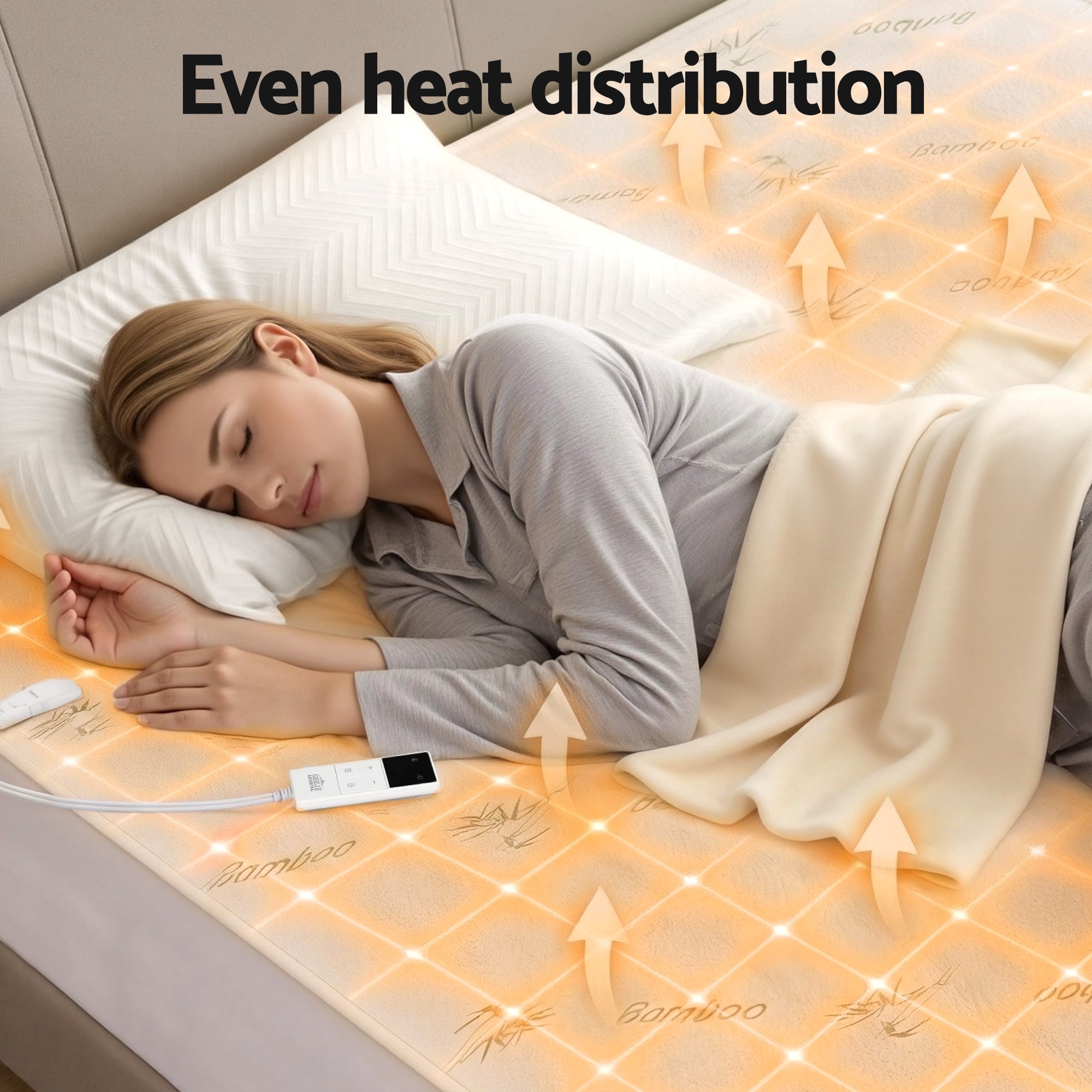 Giselle Electric Blanket Bamboo Fabric Single Fitted Heated Pad Underlay Washable Winter