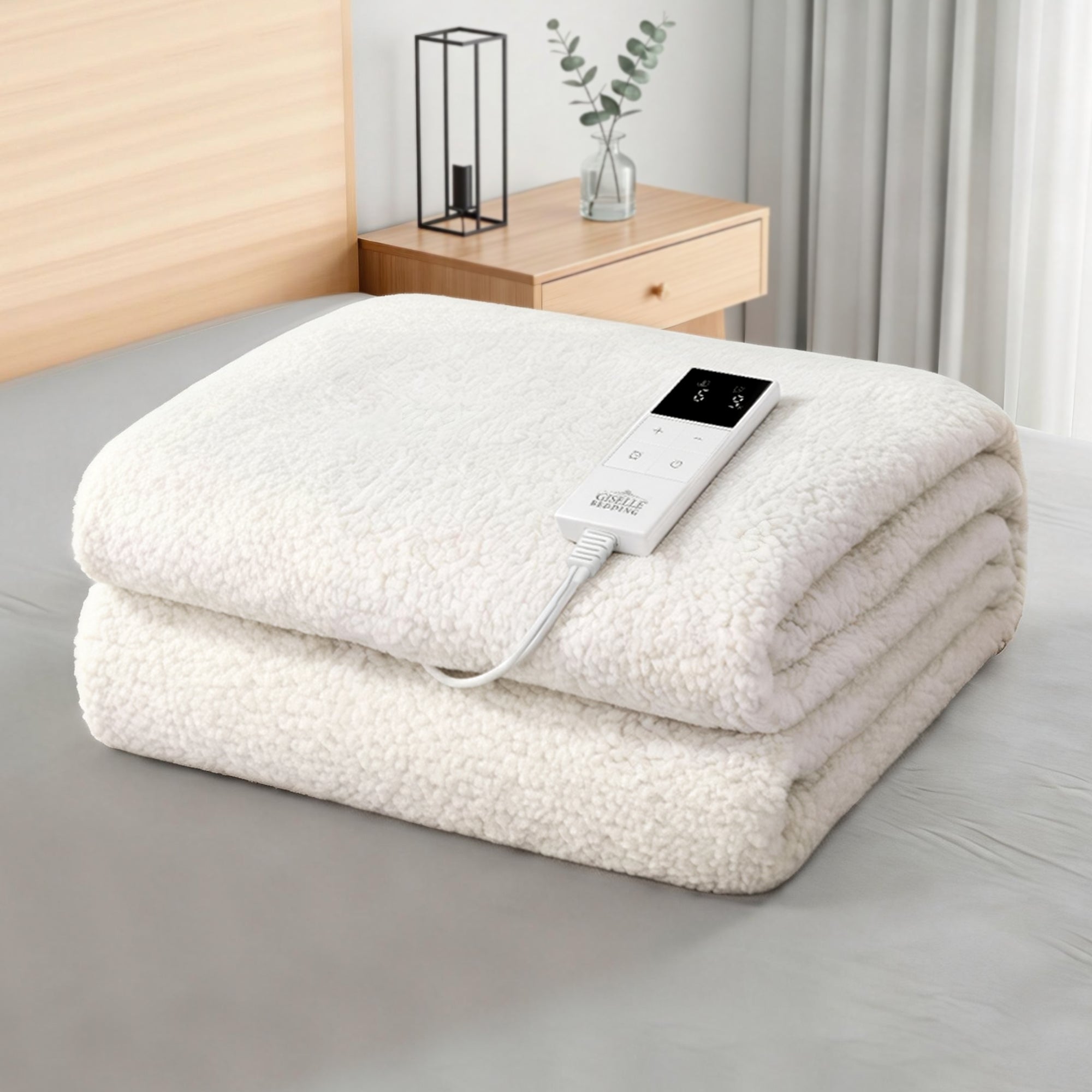 Blankets & Throws: Giselle Electric Blanket LED Remote Sherpa Fleece Underlay Fully Fitted Machine Washable King Single