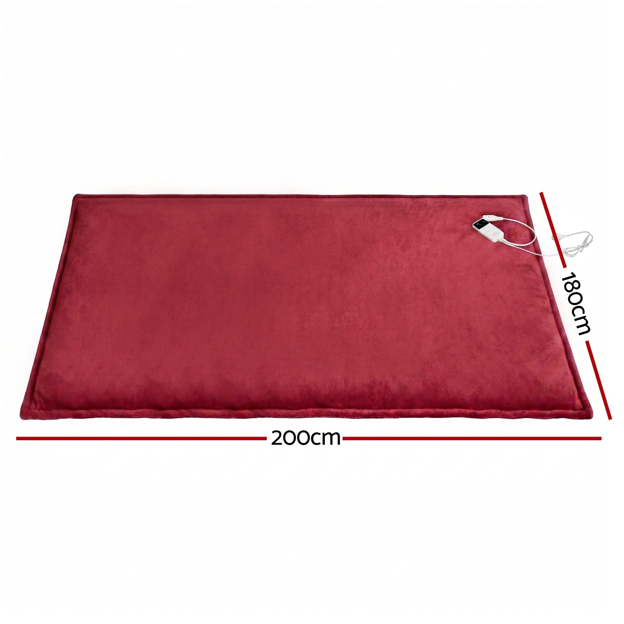 Blankets & Throws: Giselle Electric Throw Rug Double Size 200x180cm Fleece Flannel Heated Blanket Burgundy
