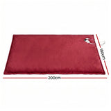 Blankets & Throws: Giselle Electric Throw Rug Double Size 200x180cm Fleece Flannel Heated Blanket Burgundy