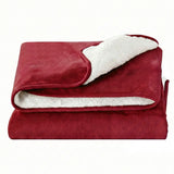 Blankets & Throws: Giselle Electric Throw Rug Double Size 200x180cm Fleece Flannel Heated Blanket Burgundy