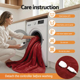 Blankets & Throws: Giselle Electric Throw Rug Double Size 200x180cm Fleece Flannel Heated Blanket Burgundy