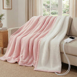 Blankets & Throws: Giselle Electric Throw Rug Double Size 200x180cm Fleece Flannel Heated Blanket Pink