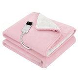 Blankets & Throws: Giselle Electric Throw Rug Double Size 200x180cm Fleece Flannel Heated Blanket Pink