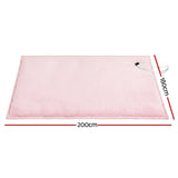 Blankets & Throws: Giselle Electric Throw Rug Double Size 200x180cm Fleece Flannel Heated Blanket Pink