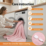 Blankets & Throws: Giselle Electric Throw Rug Double Size 200x180cm Fleece Flannel Heated Blanket Pink