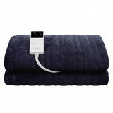 Blankets & Throws: Giselle Electric Throw Rug Double Size 200x180cm Coral Fleece Heated Blanket Charcoal