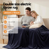 Blankets & Throws: Giselle Electric Throw Rug Double Size 200x180cm Coral Fleece Heated Blanket Charcoal
