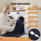 Blankets & Throws: Giselle Electric Throw Rug Double Size 200x180cm Coral Fleece Heated Blanket Charcoal