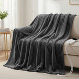 Blankets & Throws: Giselle Electric Throw Rug Double Size 200x180cm Coral Fleece Heated Blanket Grey