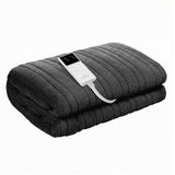 Blankets & Throws: Giselle Electric Throw Rug Double Size 200x180cm Coral Fleece Heated Blanket Grey
