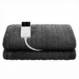 Blankets & Throws: Giselle Electric Throw Rug Double Size 200x180cm Coral Fleece Heated Blanket Grey