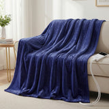 Blankets & Throws: Giselle Electric Throw Rug Double Size 200x180cm Coral Fleece Heated Blanket Navy Blue