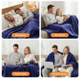 Blankets & Throws: Giselle Electric Throw Rug Double Size 200x180cm Coral Fleece Heated Blanket Navy Blue