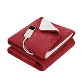 Blankets & Throws: Giselle Electric Throw Rug Dual Side Fleece Flannel Heated Blanket Burgundy