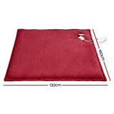 Blankets & Throws: Giselle Electric Throw Rug Dual Side Fleece Flannel Heated Blanket Burgundy