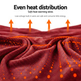 Blankets & Throws: Giselle Electric Throw Rug Dual Side Fleece Flannel Heated Blanket Burgundy