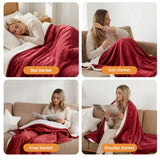 Blankets & Throws: Giselle Electric Throw Rug Dual Side Fleece Flannel Heated Blanket Burgundy