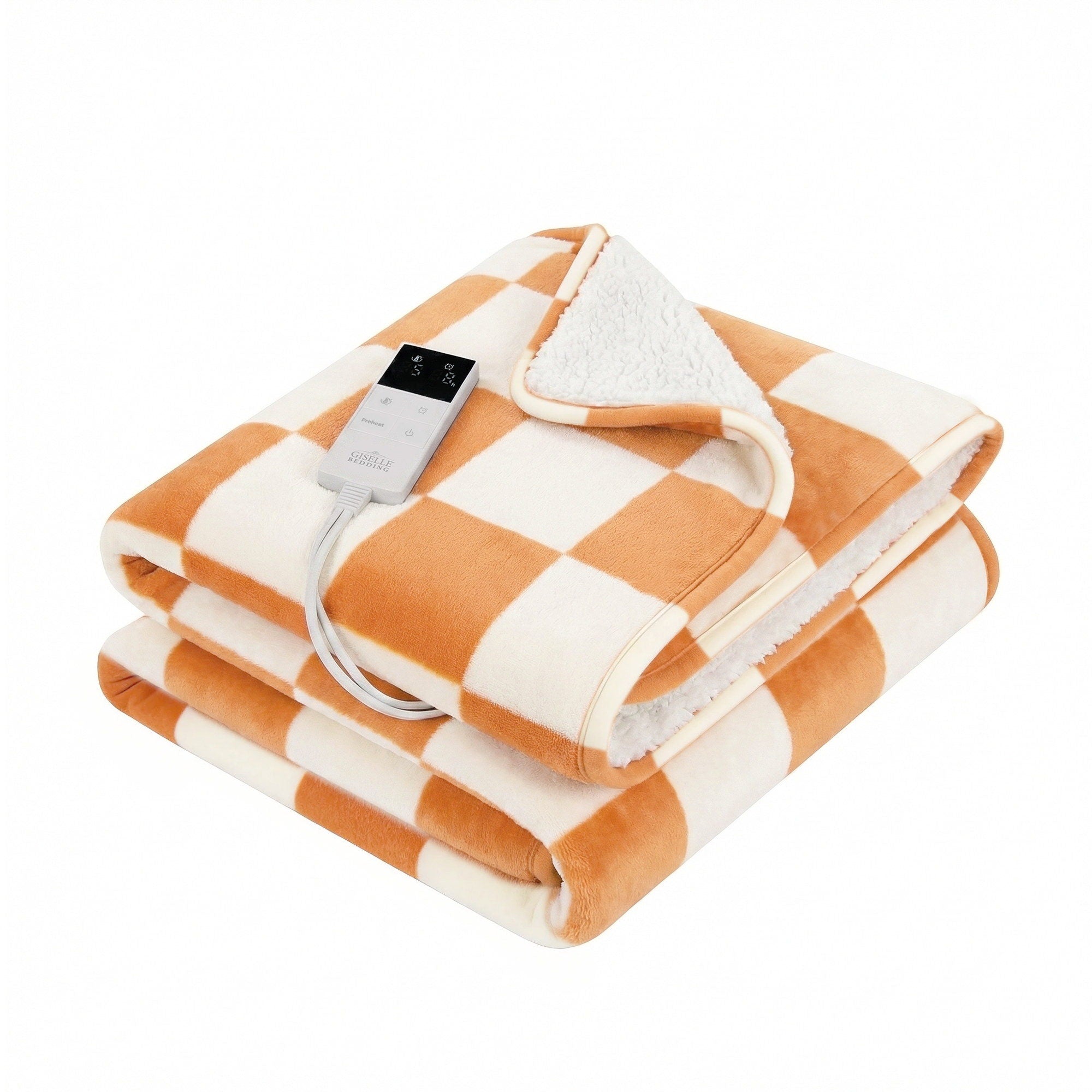 Blankets & Throws: Giselle Electric Throw Rug Dual Side Fleece Flannel Heated Blanket Yellow