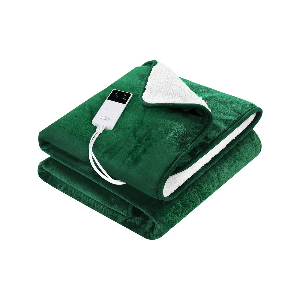 Blankets & Throws: Giselle Electric Throw Rug Heated Blanket Double Sided Green