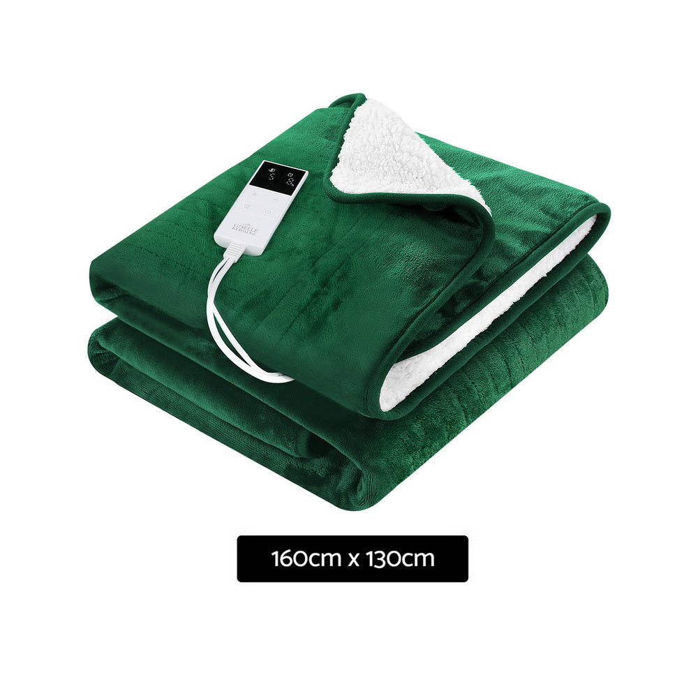 Blankets & Throws: Giselle Electric Throw Rug Heated Blanket Double Sided Green