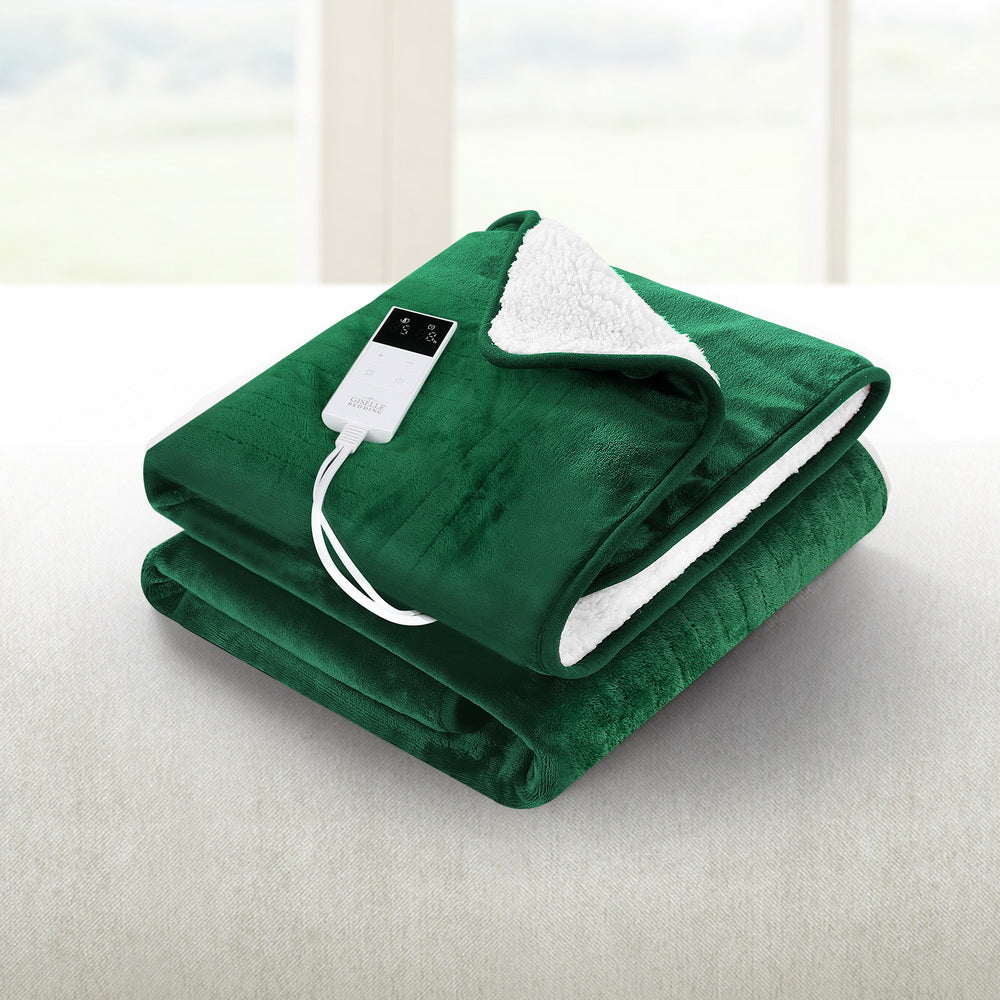 Blankets & Throws: Giselle Electric Throw Rug Heated Blanket Double Sided Green