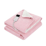 Blankets & Throws: Giselle Electric Throw Rug Dual Side Fleece Flannel Heated Blanket Pink
