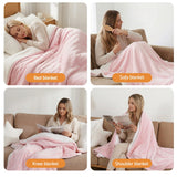 Blankets & Throws: Giselle Electric Throw Rug Dual Side Fleece Flannel Heated Blanket Pink