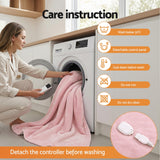 Blankets & Throws: Giselle Electric Throw Rug Dual Side Fleece Flannel Heated Blanket Pink