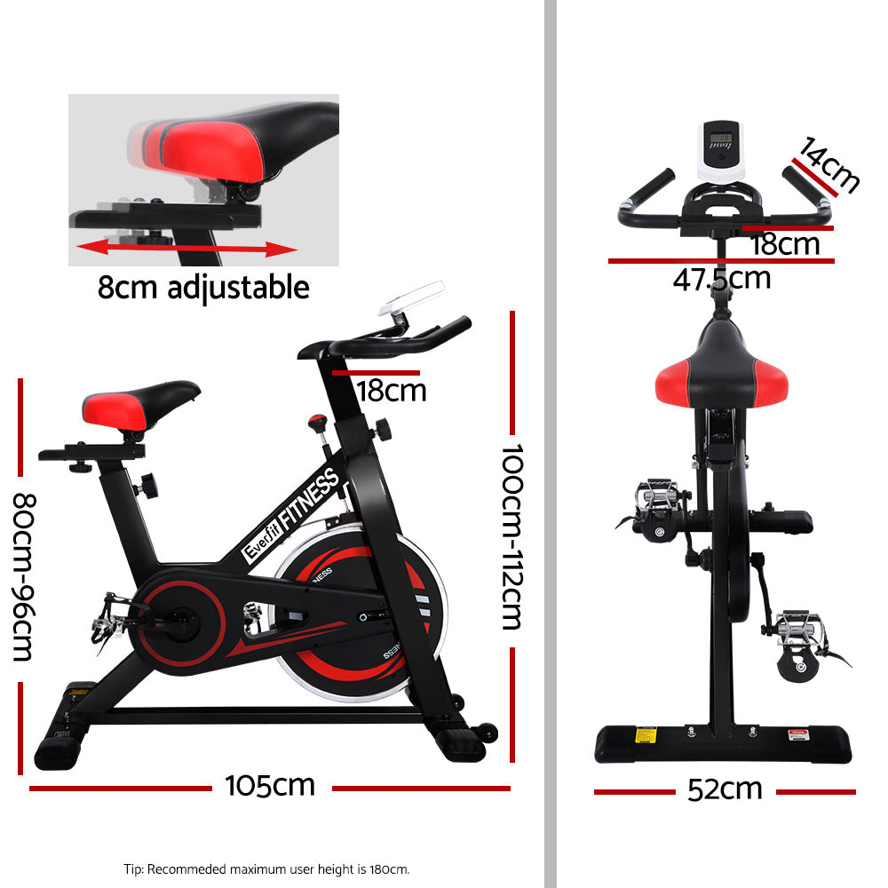 Exercise Bikes: Everfit Spin Bike Exercise Bike Flywheel Cycling Home Gym Fitness Indoor Cardio