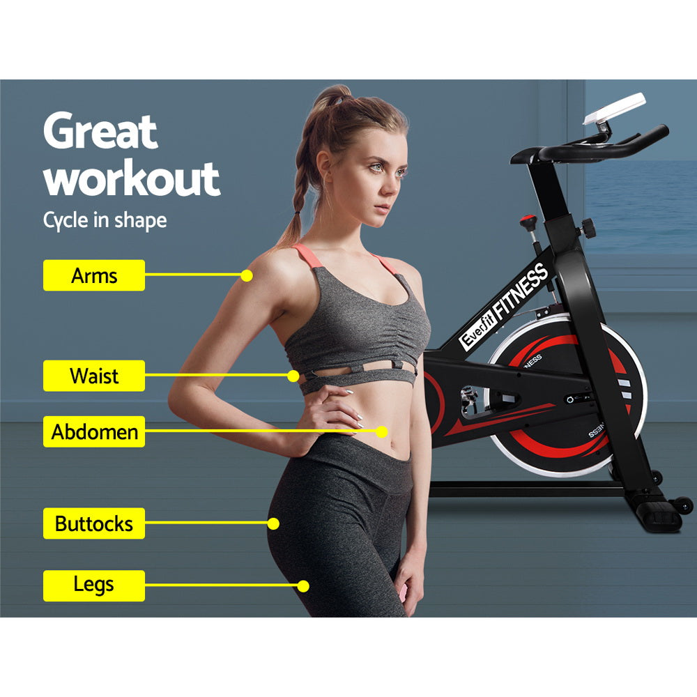 Exercise Bikes: Everfit Spin Bike Exercise Bike Flywheel Cycling Home Gym Fitness Indoor Cardio