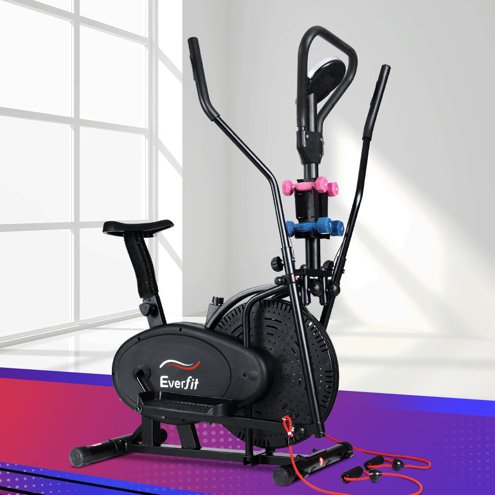 Exercise Bikes: Everfit Exercise Bike 6 in 1 Elliptical Cross Trainer Home Gym Indoor Cardio
