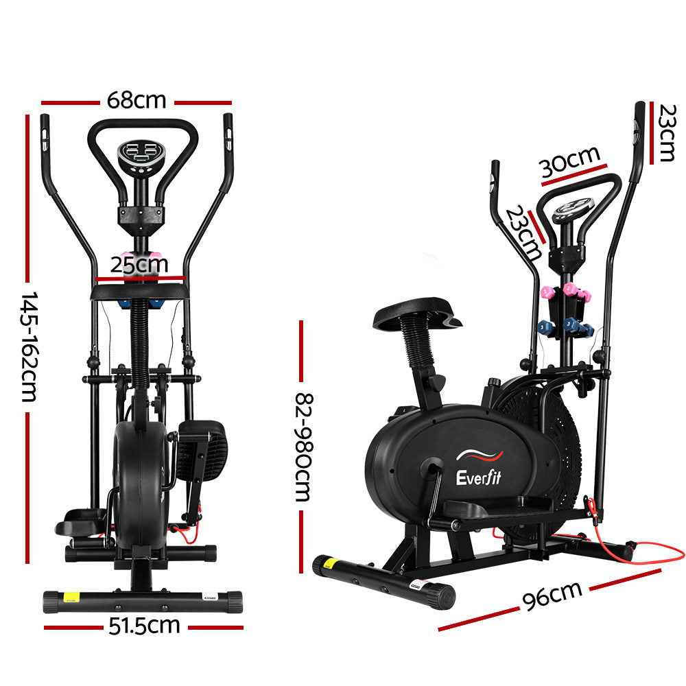 Exercise Bikes: Everfit Exercise Bike 6 in 1 Elliptical Cross Trainer Home Gym Indoor Cardio