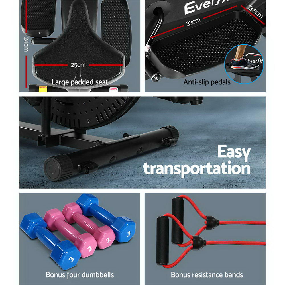 Exercise Bikes: Everfit Exercise Bike 6 in 1 Elliptical Cross Trainer Home Gym Indoor Cardio