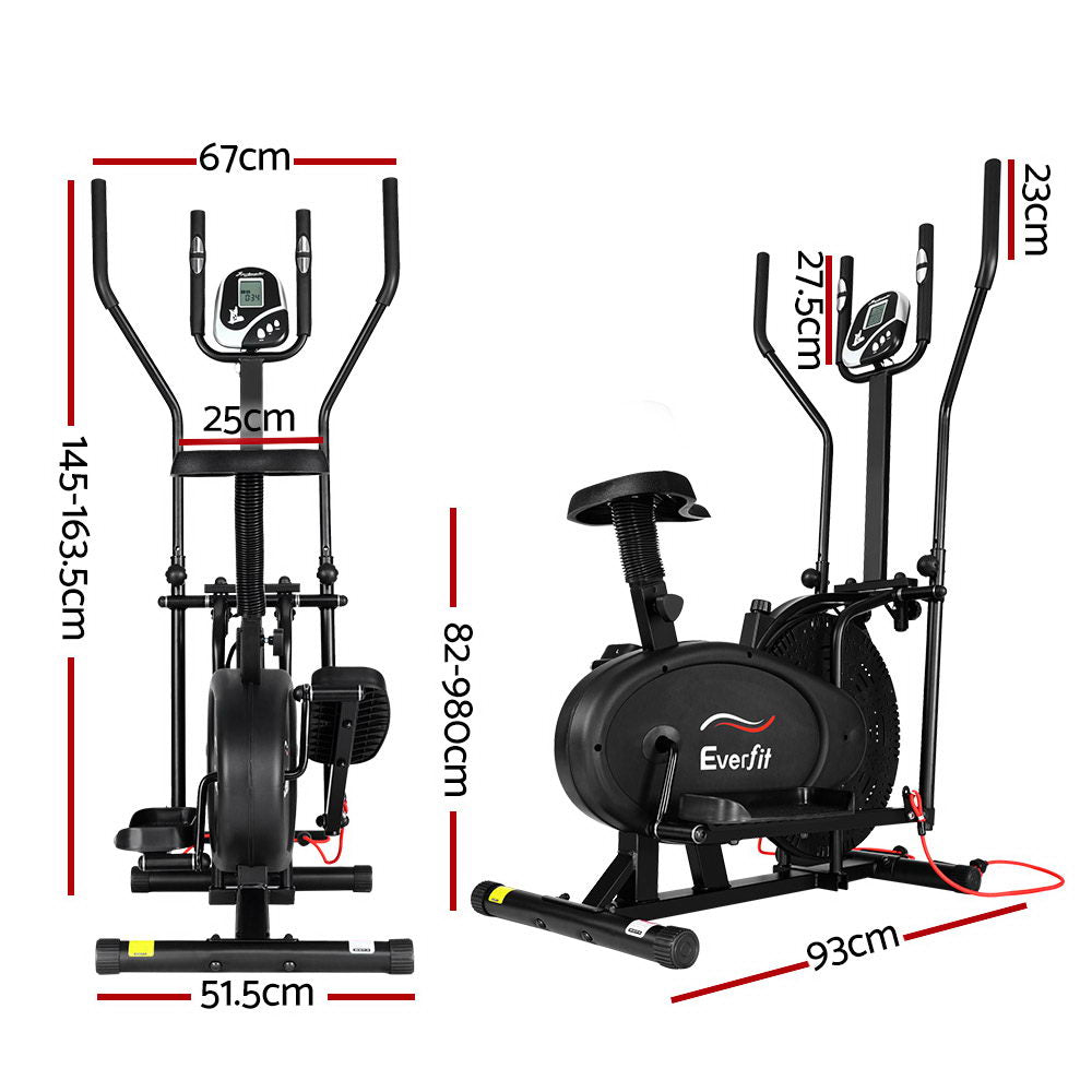 Exercise Bikes: Everfit Exercise Bike 5 in 1 Elliptical Cross Trainer Home Gym Indoor Cardio