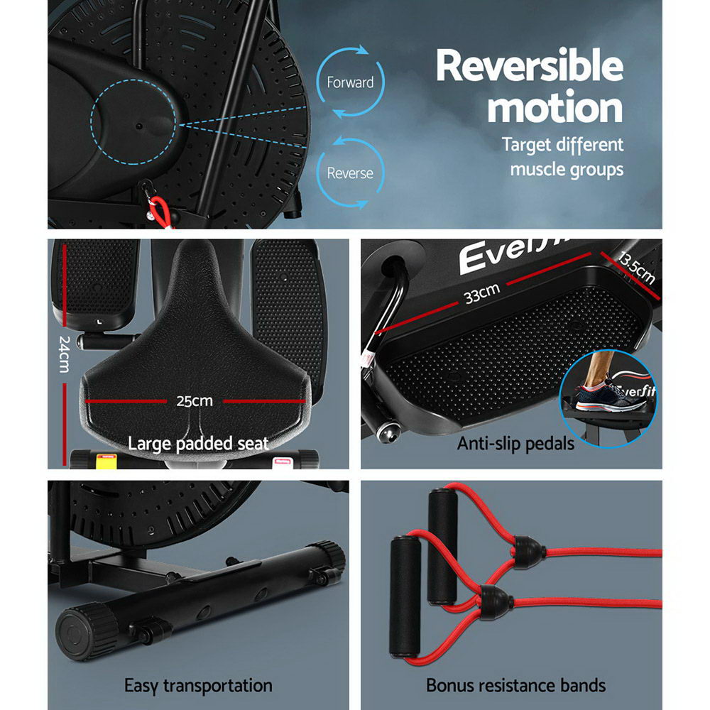 Exercise Bikes: Everfit Exercise Bike 5 in 1 Elliptical Cross Trainer Home Gym Indoor Cardio
