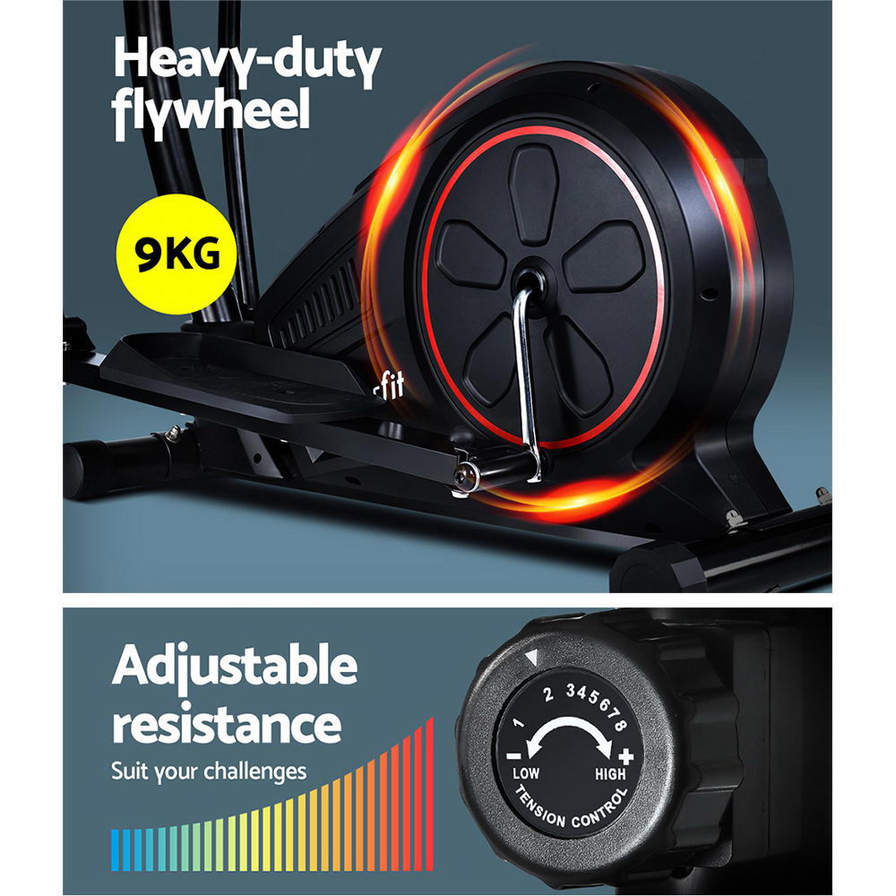 Exercise Bikes: Everfit Exercise Bike Elliptical Cross Trainer Home Gym Fitness Machine LCD