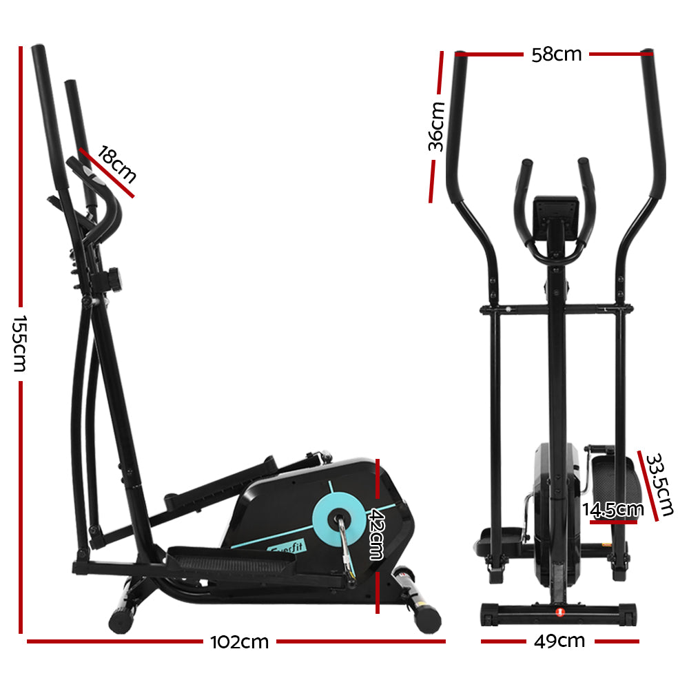 Exercise Bikes: Everfit Exercise Bike Elliptical Cross Trainer Home Gym Fitness Machine Magnetic