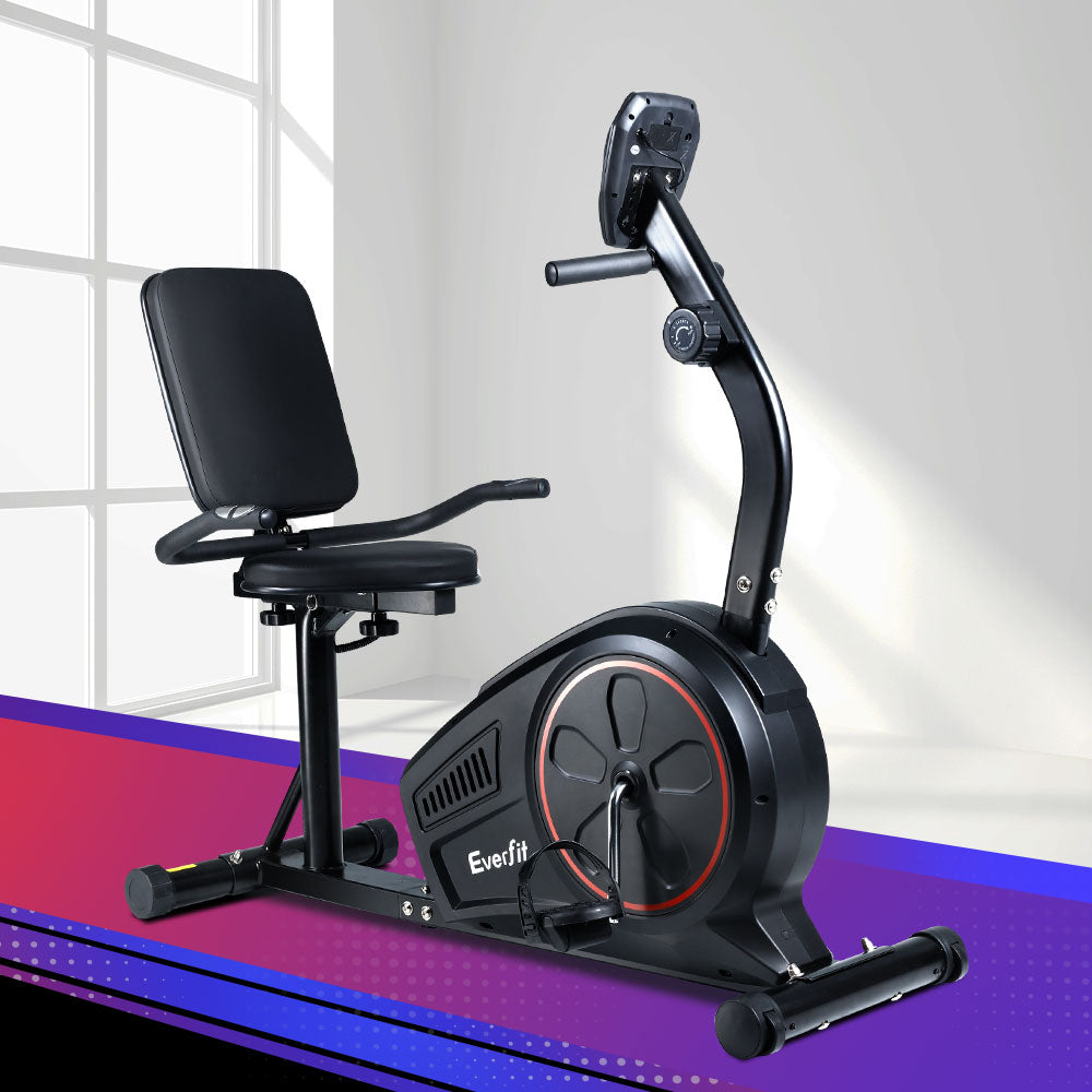 Exercise Bikes: Everfit Exercise Bike Magnetic Recumbent Indoor Cycling Home Gym Cardio 8 Level
